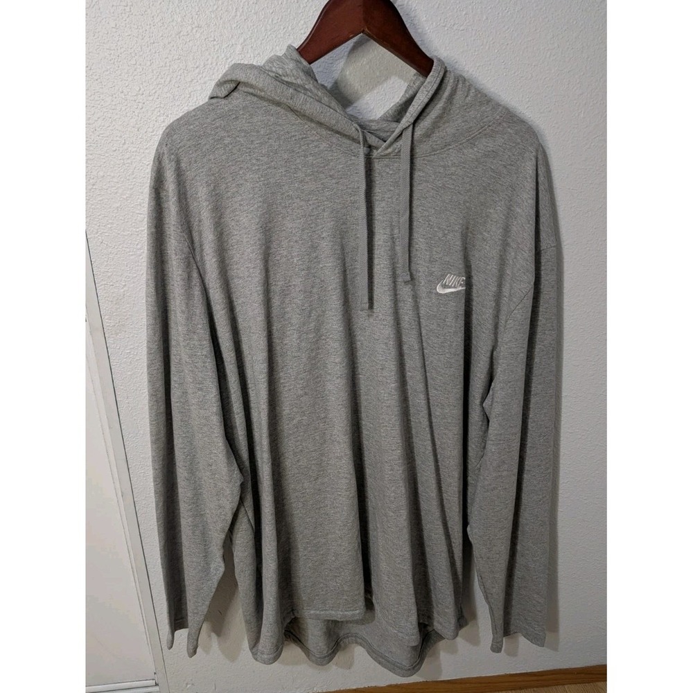 Nike Sportswear Club Hoodie Gray Long Sleeve Pullover Men's 3XL NWT Cotton Logo